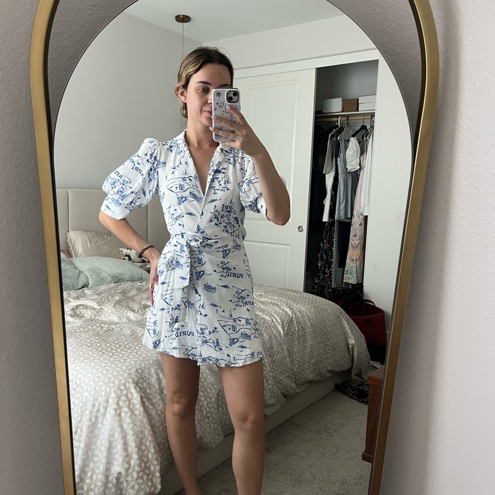 Maeve White and Blue Nautical Print Dress